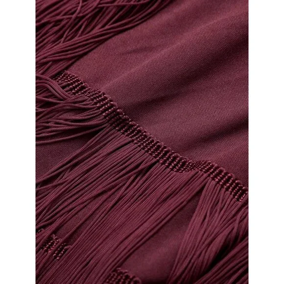 NWT Commense Women's Florence Burgundy Fringe Tassel Dress Size XS - Picture 9 of 9